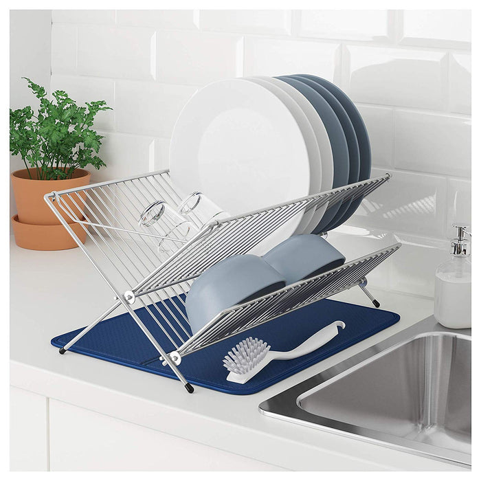 IKEA Dish drying mat, blue, 44x36 cm with Scrubbing pad, green blue/yellow