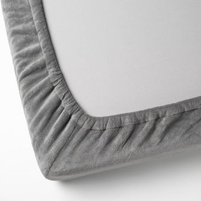 IKEA KRANSSALVIA Fitted Sheet Grey 90x200 cm with KLIBBARV Cushion, 40x 40cm
