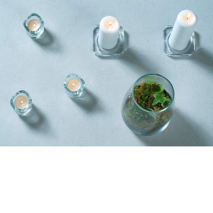 IKEA GLASIG Candle dish, clear glass, 10x10 cm