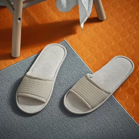 IKEA Beige Bathroom Essentials Set – Bath Mat 40x60 cm, Bath Towel 70x140 cm, Bath Robe & Slippers (L/XL)