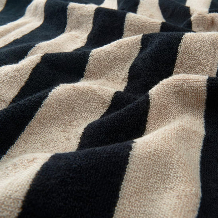 IKEA SLÅNHÖSTMAL Bath Towel(70X140 CM) and Hand Towel Black/Light Beige Striped(40X70 CM)