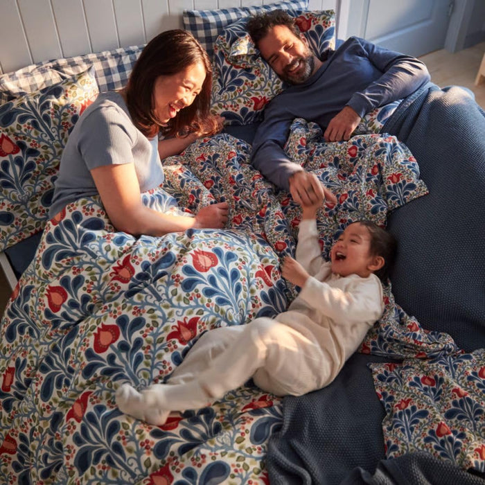 Ikea SÄTERVIDE Duvet Cover and 2 Pillowcases, Multicolour/Floral Pattern, 240x220/50x80 cm (94x87/20x31) SOMMAR Cushion Cover, Light/Multicolour, 50 * 50 cm