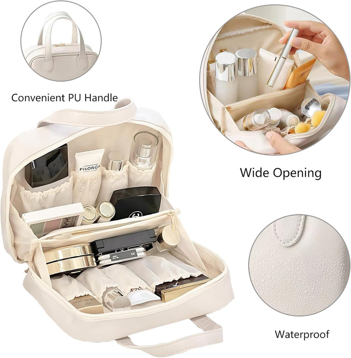 Digital Shoppy PU Large Capacity Travel Make Up Storage Organizer Makeup Pouch Cosmetic Bag Shell Bags