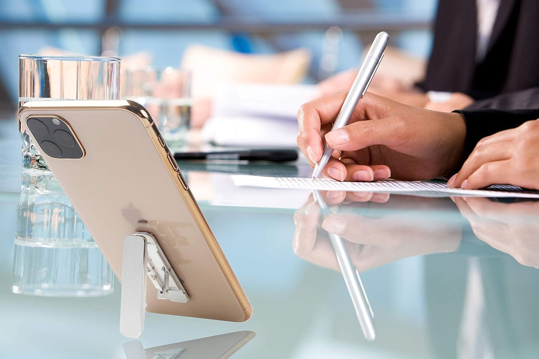 "A compact and adjustable foldable tablet stand made of durable aluminum alloy, featuring an anti-slip base, steady kickstand, and multi-angle positioning. Perfect for gaming, work, video streaming, and reading on tablets or smartphones.