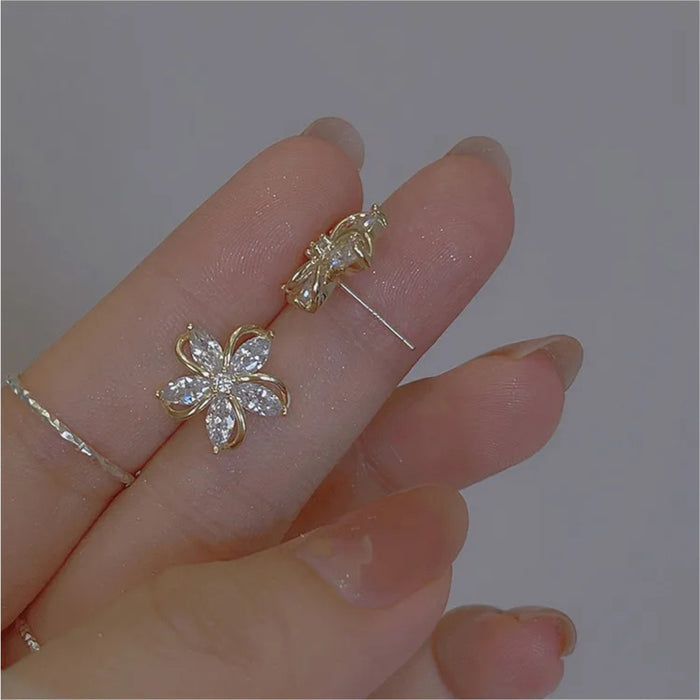 Digital Shoppy High-grade Ear Studs, back view of flower earrings showing post and clasp mechanism