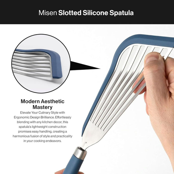 Digital Shoppy Stainless Steel/Silicon Cooking Shovel – Slotted Turner for Kitchen Use - Blue