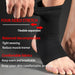 Black ankle sleeve – labeled features: four-sided stretch, decompression, breathable comfort