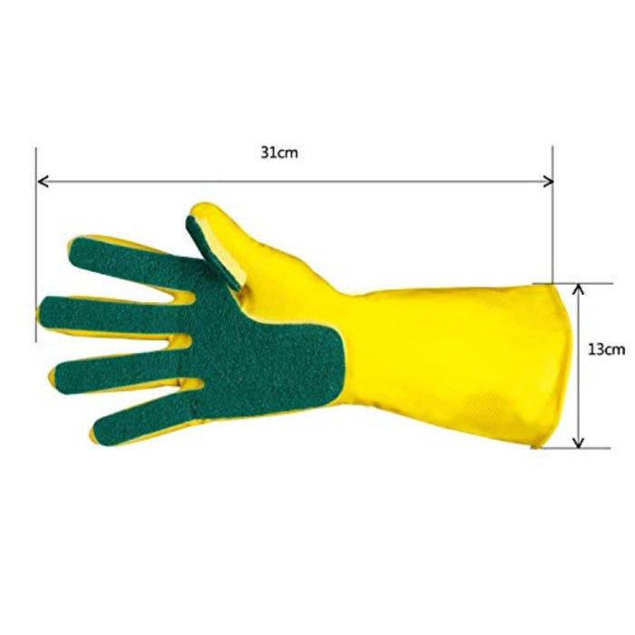 Digital Shoppy 1 Pair Sponge-Finger Rubber Cleaning Gloves – Yellow | Dishwashing & Household Use