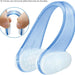 Blue and white silicone nose pad with anti-slip particles shown in magnified inset  - 
