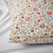 ULLNATTLJUS cushion cover, white/floral, 50x50 cm. Features multicolour flowers on white cotton – adds soft, botanical charm to bedding setup – 90598702.
