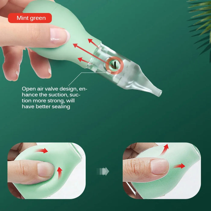 Mint green aspirator with open valve design, demonstrating strong suction and improved sealing performance