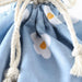 Close-up of blue floral drawstring pouch with thick white cord and textured fabric – 1598445710448 14078092