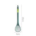 Green slotted spoon with 29 cm length and 6 cm head width, designed for draining and serving with ease