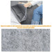 Person using a gray felt mat on a textured surface with text about its properties.