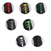 Digital Shoppy Seven color variants of no-tie shoelaces displayed on black shoes with locking mechanisms
