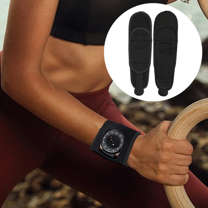 Digital Shoppy Wrist Compression Strap & Wrap — Black with Centre Hole | Adjustable Brace for Support & Recovery