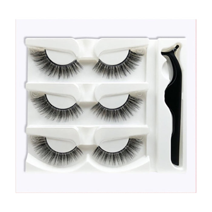 Digital Shoppy 3 Pairs Eyelash Set with Applicator – Self-Adhesive Beauty Strip
