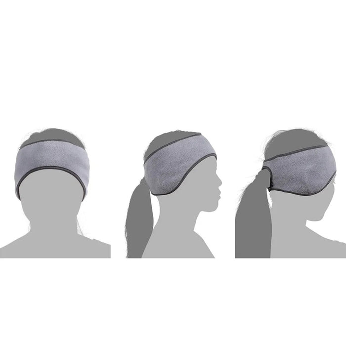 Gray headband on mannequin heads against a white background