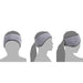 Gray headband on mannequin heads against a white background