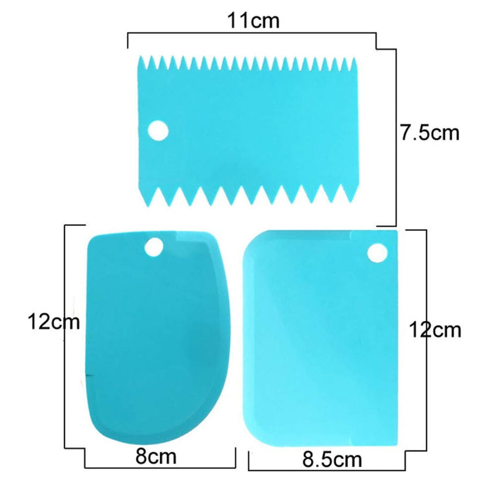 Digital Shoppy 3pcs Cake Scraper Set – Icing & Cream Smoothers, Blue