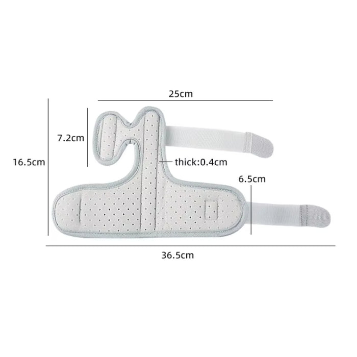 Technical diagram showing the product's dimensions, including the width of the compression band and the length of the toe protector.
