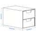 Line drawing of a small cabinet with dimensions labeled