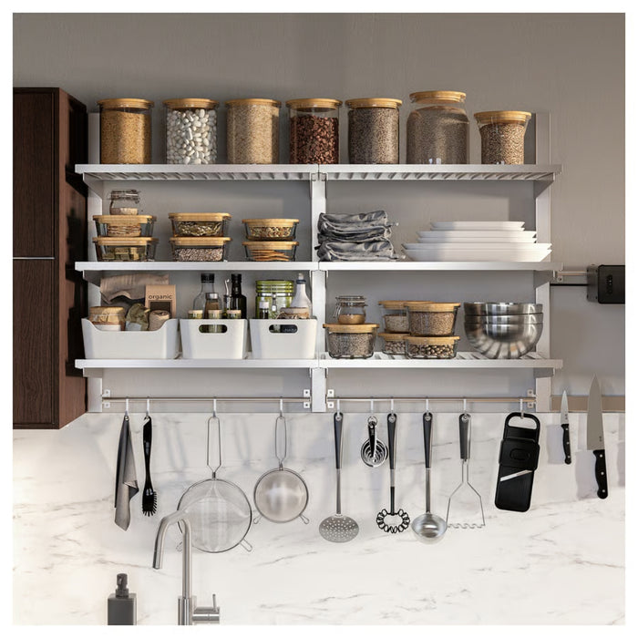 IKEA KUNGSFORS Chef’s Storage Set: 56cm Stainless Steel Rail, 3 Hooks & 5 S-Hooks