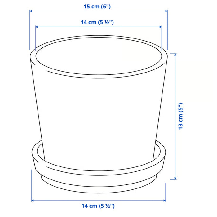 IKEA KLOTLÖNN Plant pot with saucer, in/outdoor/red/brown light beige, 12 cm (4 ¾ ")