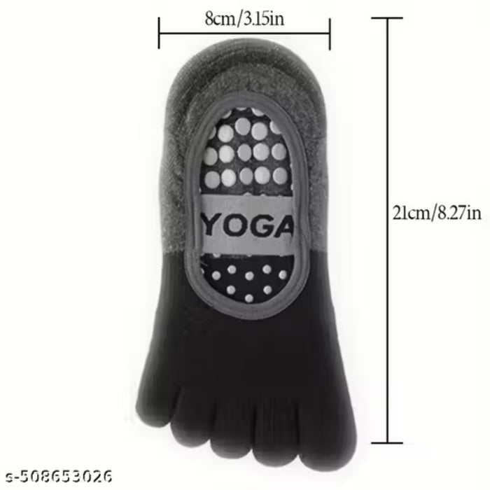Digital Shoppy Women’s Pilates Toe Socks, Black – Non-Slip Grip Socks for Yoga