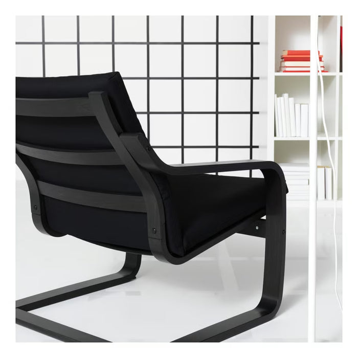 IKEA POÄNG Low Back Armchair Frame — Birch Veneer | Iconic Rocking Comfort with Armchair cushion with low back, Vissle black