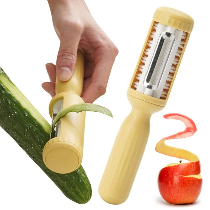 Digital Shoppy 2-in-1 Vegetable Brush & Peeler – Yellow Multifunctional Kitchen Tool