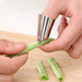 Metal finger sheller tool used to trim green beans – conical design for efficient vegetable stringing and prep – 771727