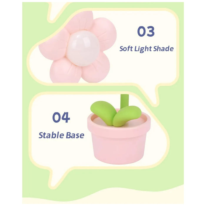 Digital Shoppy Mini Flower Night Lamp, Pink - Cute Bedside & Ambient Decor Light