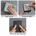 Three-step guide showing how to clean, peel, and apply adhesive wall hook