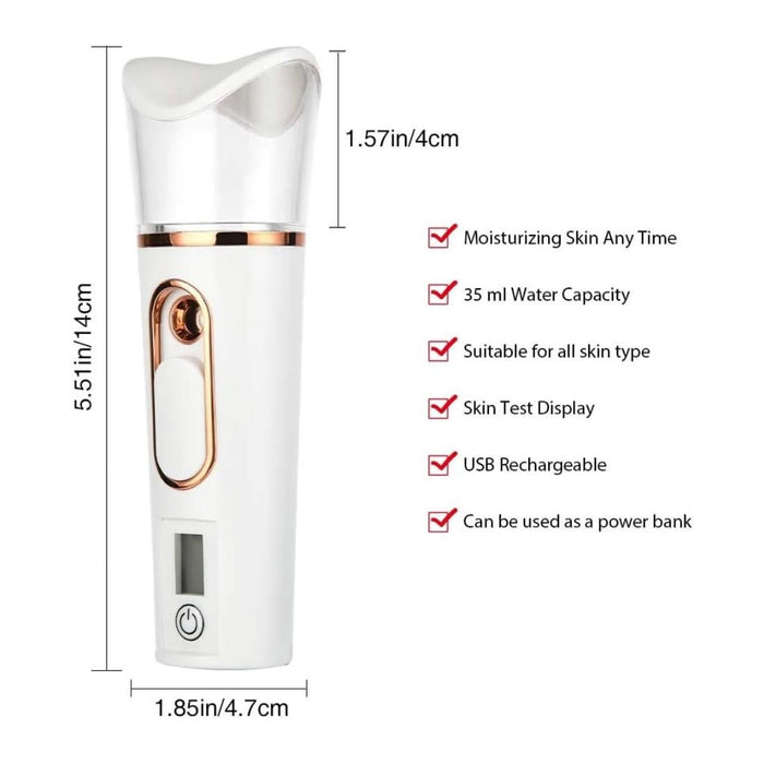 Digital Shoppy Home Rechargeable Water Replenishing Instrument Steamed Face Sprayer - white