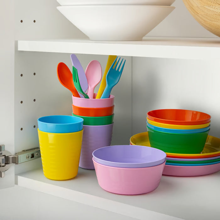 IKEA KALAS Kids Colourful Dinnerware Set — BPA-Free, 36 Pcs | Plates, Bowls, Tumblers & Flatware