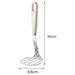 Stainless steel potato masher – labeled dimensions: 15 cm height, 6.5 cm mashing plate diameter