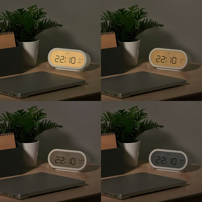 IKEA RÖDSTRÄFSE Alarm Clock with Hygro-/Thermometer Yellow 17x8x6 cm with HAJMAL Paper Napkin Patterned Flower 16x32 cm