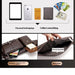 Leather pouch displayed with personal items and labeled compartments for organized storage – 1600007588949 14145394