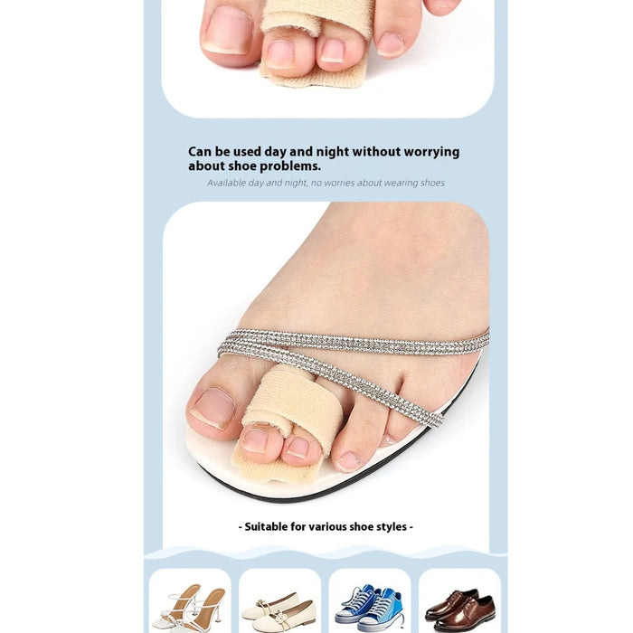Foot with toe separator and text about its use