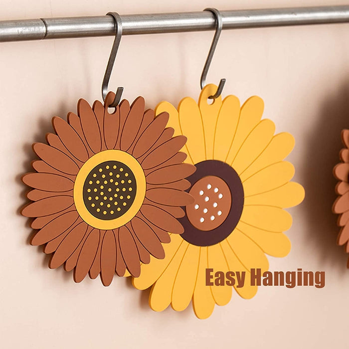 Digital Shoppy  Sunflower Potholder, 19.5 cm – Decorative Heat-Resistant Pad