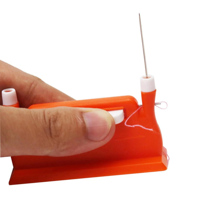 Digital Shoppy Auto Needle Threader – Dual-Head Sewing Tool, Orange