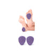 Purple foot pads on feet with additional pads displayed below on a white background