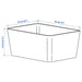 Light grey IKEA KUGGIS Box with precise dimensions labeled—13x18x8 cm (5x7x3 ¼")—ideal for efficient storage and space-saving organization in homes and offices.-20599149