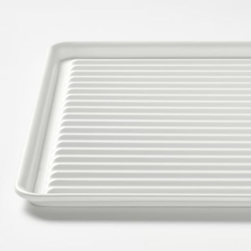 White rectangular baking tray on a white background