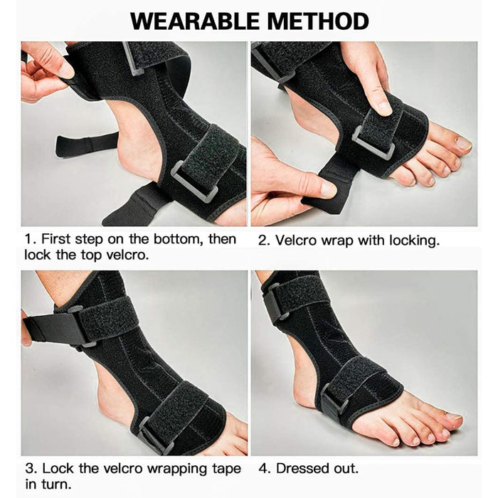 Foot drop orthosis – step-by-step guide showing how to wear and secure the brace