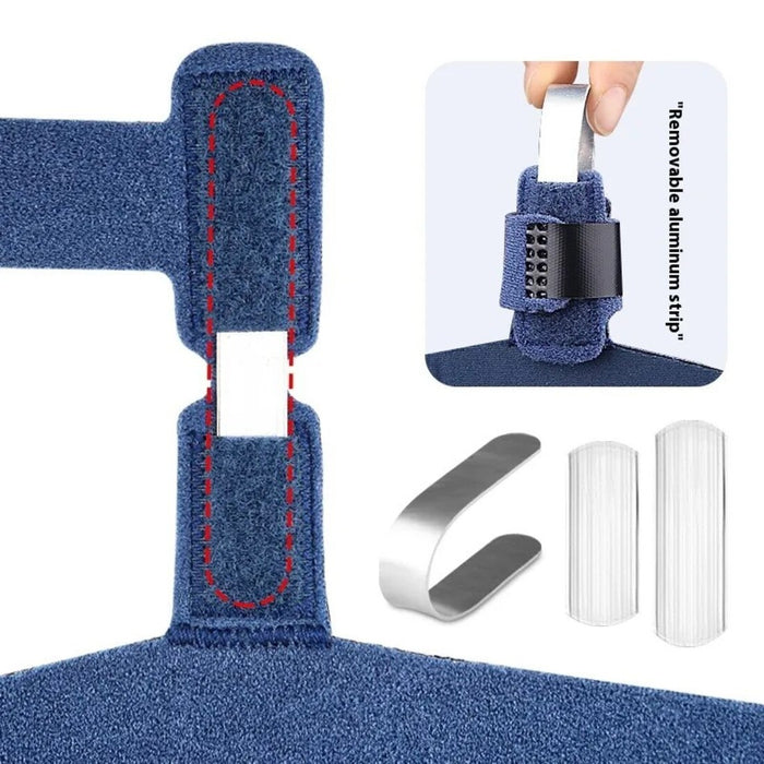 Adjustable toe protector with aluminum support for fractures or sprains.