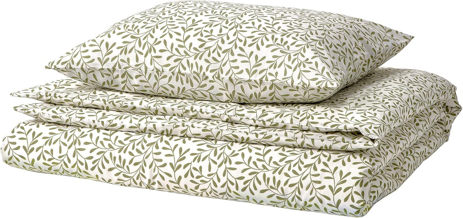 White and green SORGMANTEL duvet cover with floral pattern from IKEA