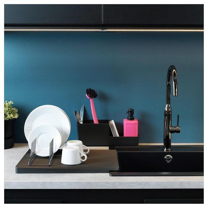 IKEA Multifunctional dish rack, anthracite With Dish-washing brush, pink
