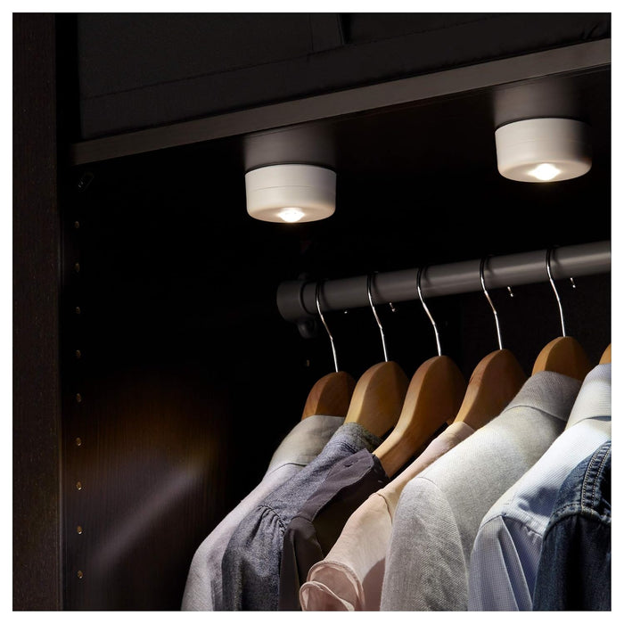 IKEA STÖTTA LED spotlight and clamp, battery-operated white  with  LED cabinet lighting strip w sensor, battery-operated white, 52 cm